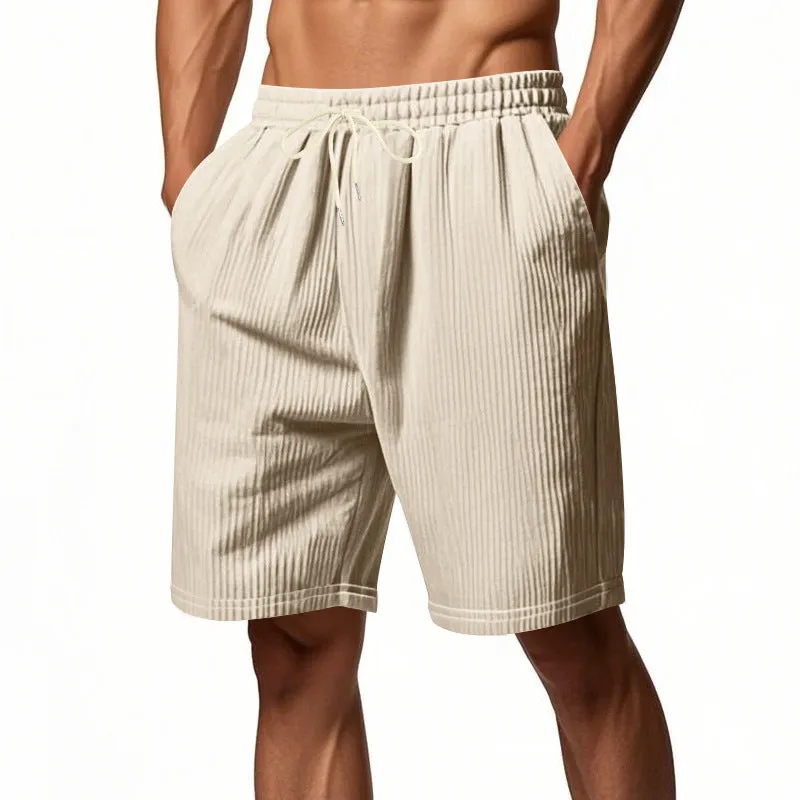 Men's Solid Color Thin Corduroy Elastic Casual Shorts MTA2136D7X sold by Manly product image thumbnail 3