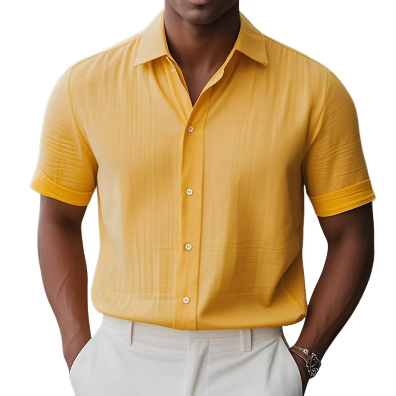 Men's Summer Fashion Casual Hawaiian Style Cotton and Linen Personality Back Print Short-sleeved Shirt MTA2325D0K sold by Manly