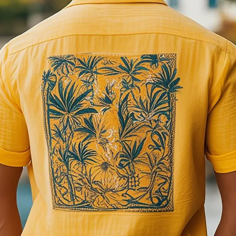 Men's Summer Fashion Casual Hawaiian Style Cotton and Linen Personality Back Print Short-sleeved Shirt MTA2325D0K sold by Manly product image thumbnail 3