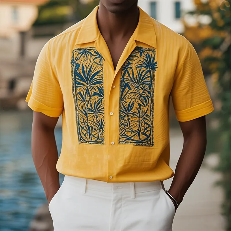 Men's Summer Fashion Casual Hawaiian Style Cotton and Linen Printed Short-sleeved Shirt MTA2352D2K sold by Manly product image thumbnail 2