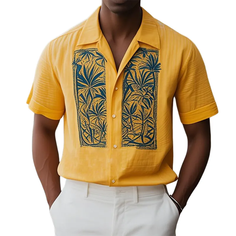 Men's Summer Fashion Casual Hawaiian Style Cotton and Linen Printed Short-sleeved Shirt MTA2352D2K sold by Manly