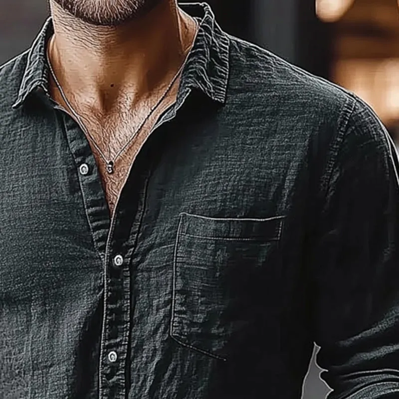 Men's Summer Basic Ice Silk Wrinkled Long Sleeve Shirt MTA2398D7U sold by Manly product image thumbnail 3