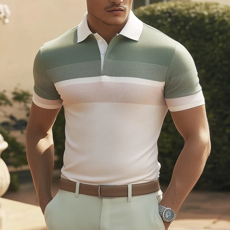 Men's Summer Business Fashion Colorblock Polo Shirt MTA2373D0U sold by Manly product image thumbnail 2