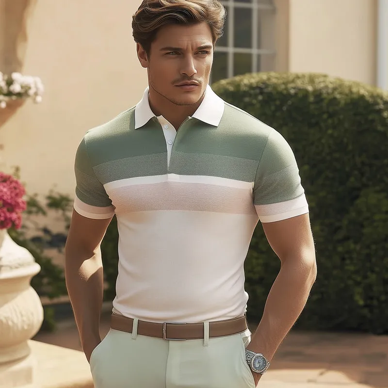 Men's Summer Business Fashion Colorblock Polo Shirt MTA2373D0U sold by Manly product image thumbnail 4