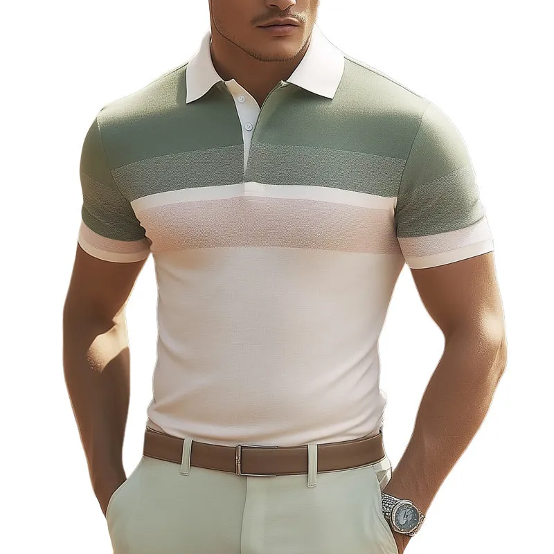 Men's Summer Business Fashion Colorblock Polo Shirt MTA2373D0U sold by Manly