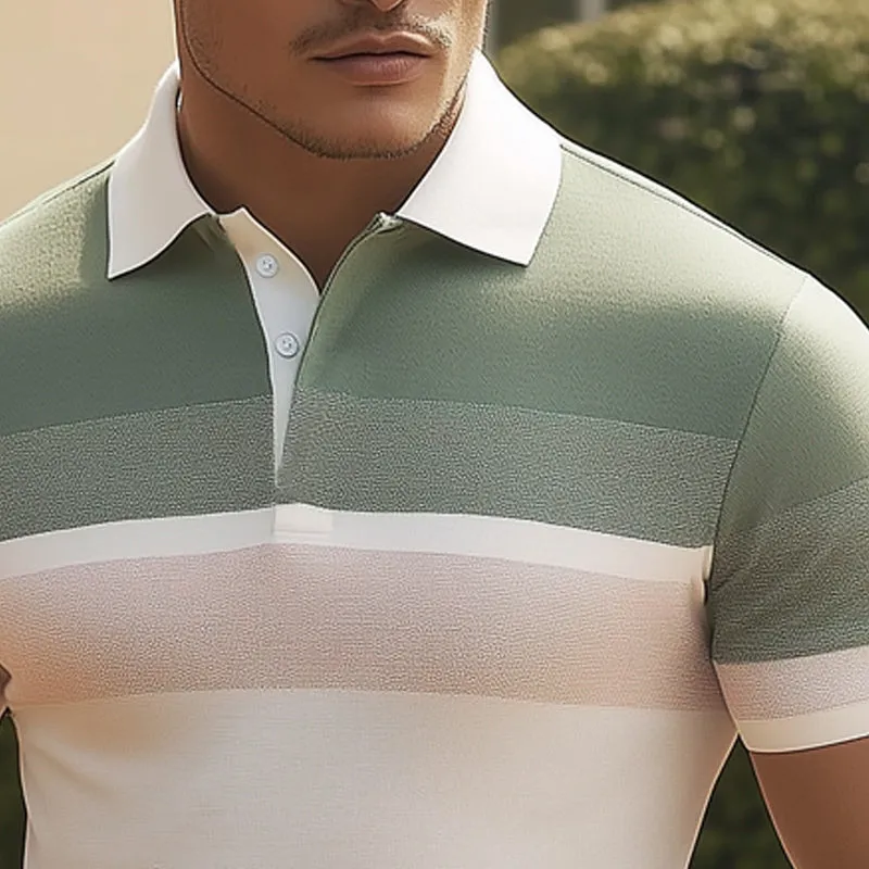 Men's Summer Business Fashion Colorblock Polo Shirt MTA2373D0U sold by Manly product image thumbnail 3