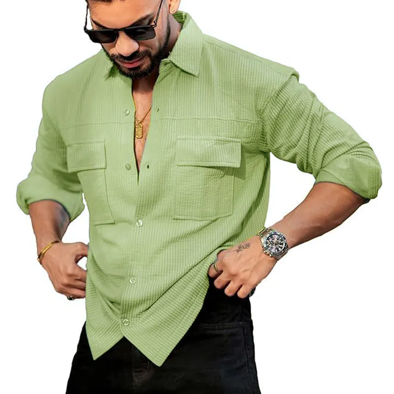 Men's Basic Solid Color Corduroy Long Sleeve Shirt MTA2345D6U sold by Manly product image thumbnail 2