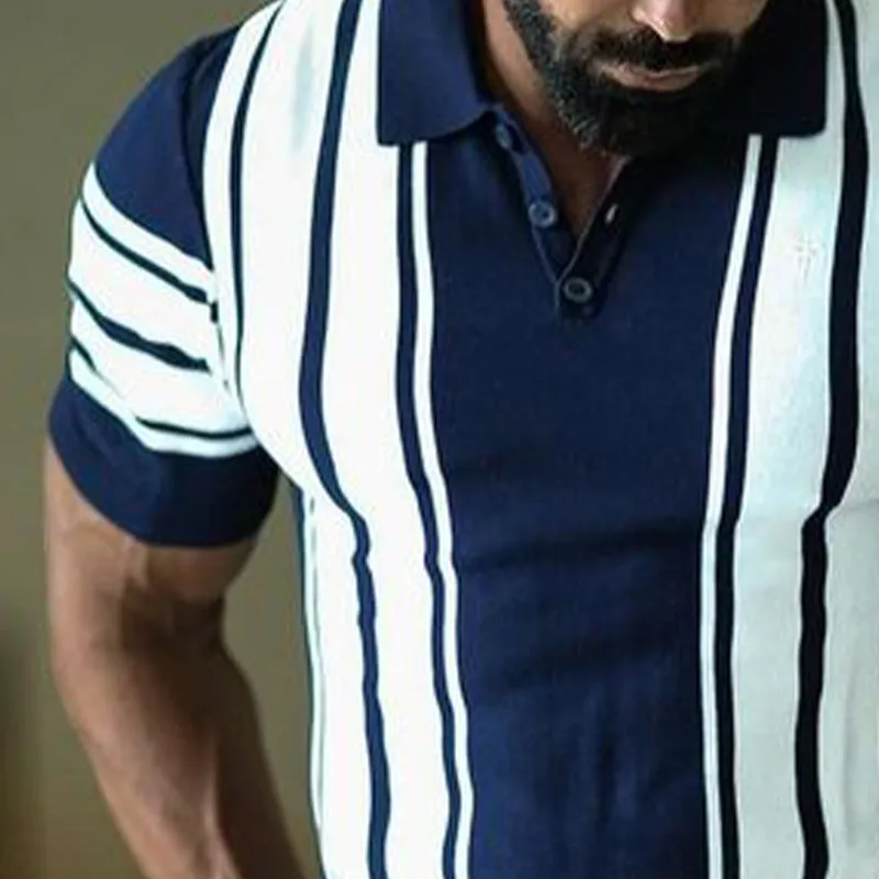 Men's Summer Colorblock Vertical Striped POLO Shirt MTA2360D9U sold by Manly product image thumbnail 3