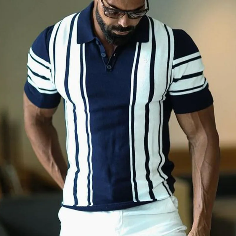 Men's Summer Colorblock Vertical Striped POLO Shirt MTA2360D9U sold by Manly product image thumbnail 2