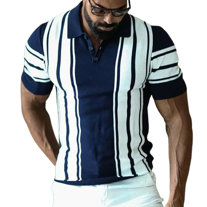 Men's Summer Colorblock Vertical Striped POLO Shirt MTA2360D9U sold by Manly