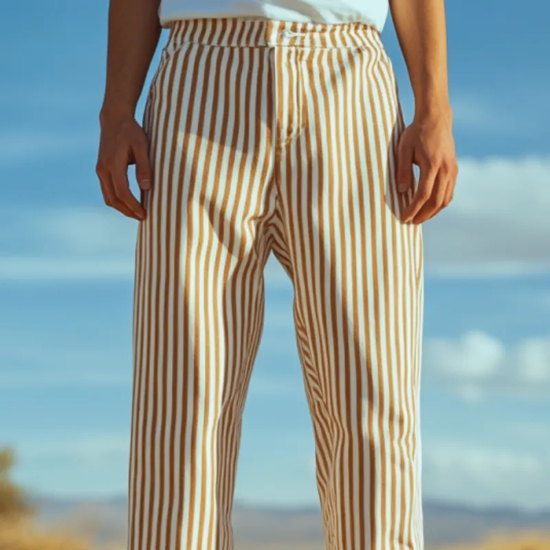 Men's Casual Cotton Twill Striped Slim Straight Pants MTA2227D4M sold by Manly product image thumbnail 3