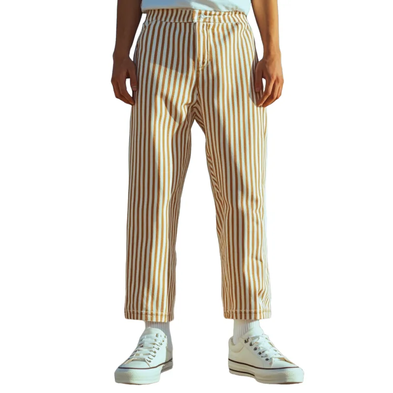 Men's Casual Cotton Twill Striped Slim Straight Pants MTA2227D4M sold by Manly