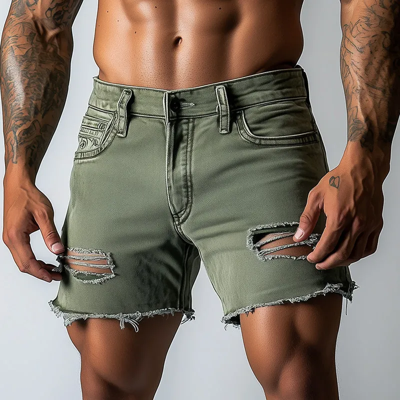 Men's Summer Fashion Slim Ripped Denim Shorts MTA2294D2P sold by Manly product image thumbnail 2