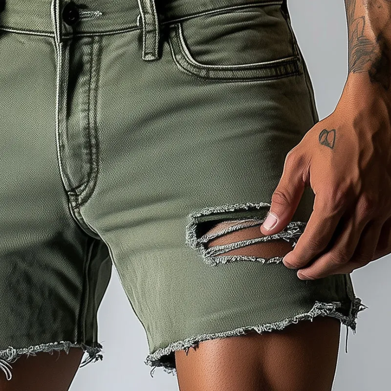 Men's Summer Fashion Slim Ripped Denim Shorts MTA2294D2P sold by Manly product image thumbnail 4