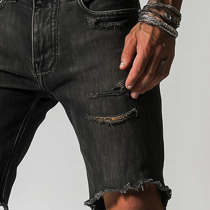 Men's Summer Fashion Retro Slim Ripped Denim Shorts MTA2269D4P sold by Manly product image thumbnail 4
