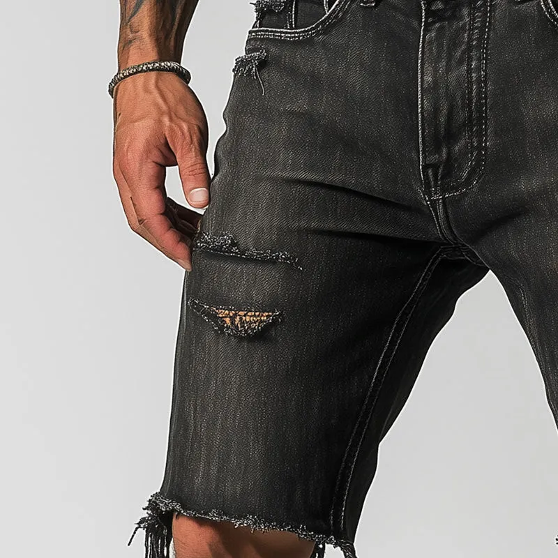 Men's Summer Fashion Retro Slim Ripped Denim Shorts MTA2269D4P sold by Manly product image thumbnail 3