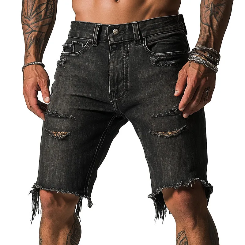 Men's Summer Fashion Retro Slim Ripped Denim Shorts MTA2269D4P sold by Manly