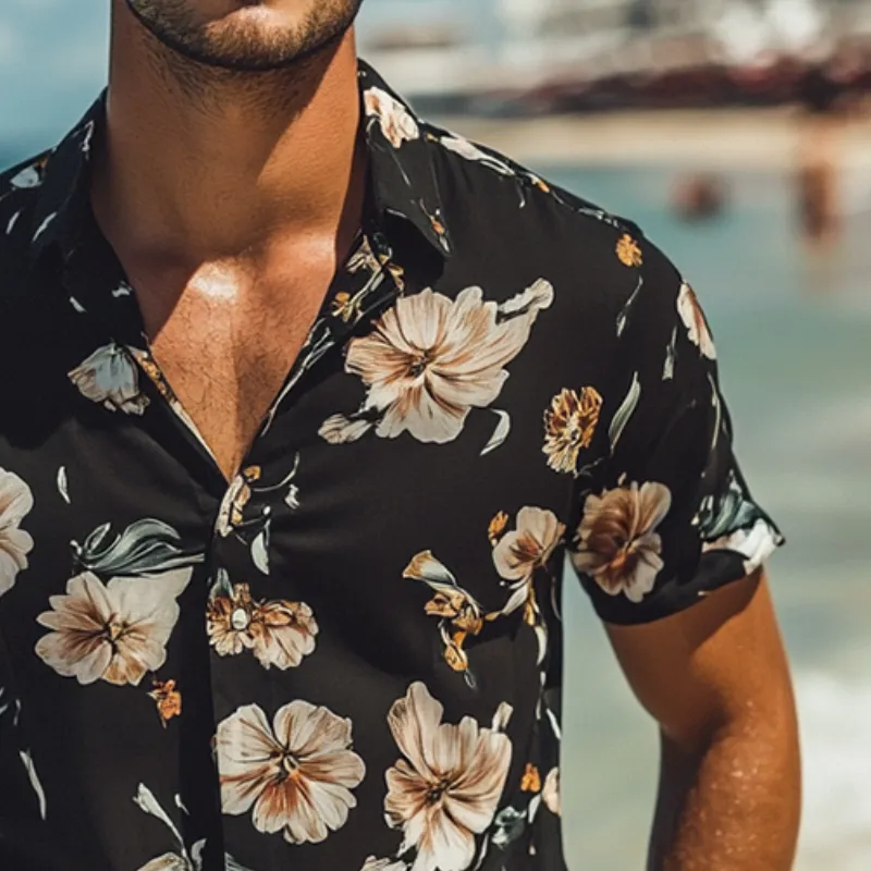 Men's Retro Casual Beach Hawaiian Floral Lapel Short Sleeve Shirt MTA2297D5TO sold by Manly product image thumbnail 3