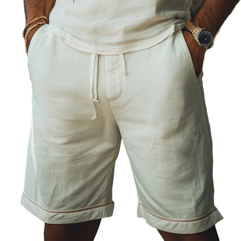 Men's Summer Fashion Vacation Casual Elastic Waist Ramie Shorts MTA2291D9K sold by Manly