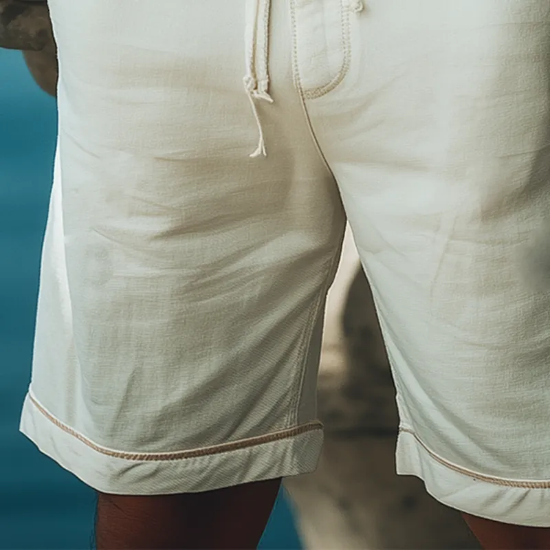 Men's Summer Fashion Vacation Casual Elastic Waist Ramie Shorts MTA2291D9K sold by Manly product image thumbnail 3