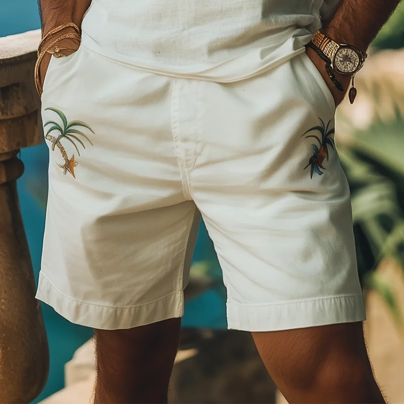 Men's Summer Fashion Casual Hawaiian Style Embroidered Ramie Shorts MTA2227D1K sold by Manly product image thumbnail 2