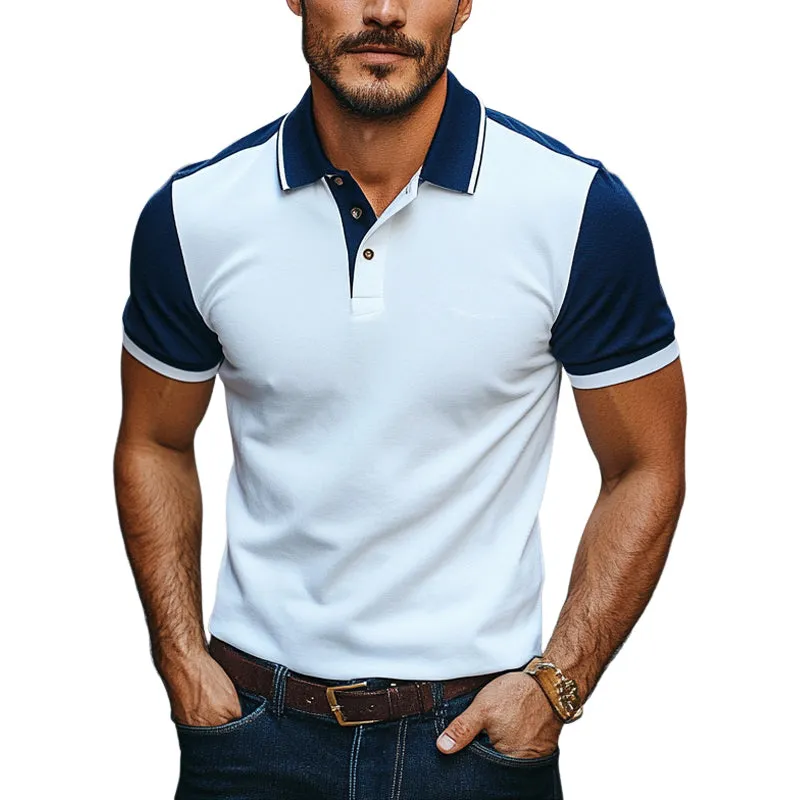 Men's Casual Contrast Color Short Sleeve POLO Shirt MTA2264D8X sold by Manly