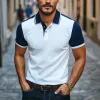 Men's Casual Contrast Color Short Sleeve POLO Shirt MTA2264D8X sold by Manly