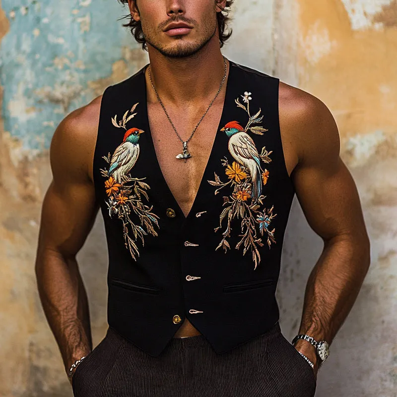 Men's Vintage Embroidered V-Neck Vest MTA2226D2X sold by Manly product image thumbnail 2