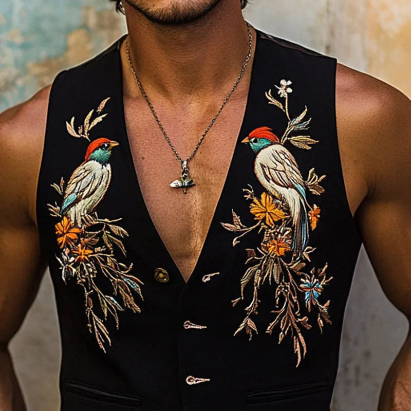 Men's Vintage Embroidered V-Neck Vest MTA2226D2X sold by Manly product image thumbnail 3