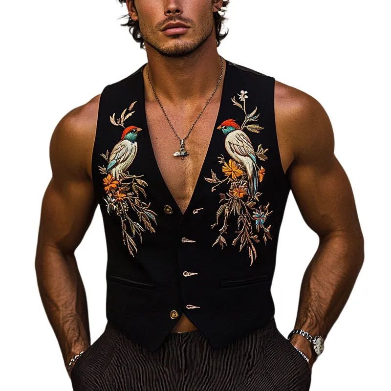 Men's Vintage Embroidered V-Neck Vest MTA2226D2X sold by Manly
