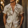 Men's Linen Fern Embroidered Short Sleeve Shirt MTA2215D8X sold by Manly