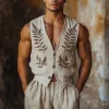 Men's Vintage Fern Embroidered V-Neck Vest MTA2238D5X sold by Manly