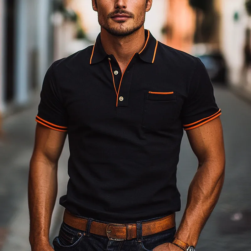 Men's Casual Contrast Color Short Sleeve Knitted POLO Shirt MTA2285D8X sold by Manly product image thumbnail 2