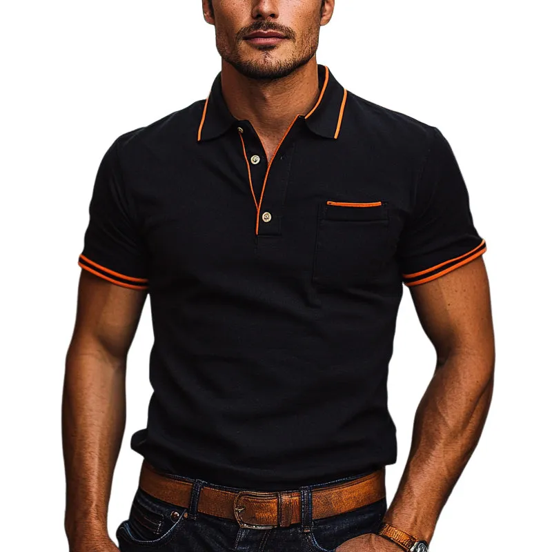Men's Casual Contrast Color Short Sleeve Knitted POLO Shirt MTA2285D8X sold by Manly
