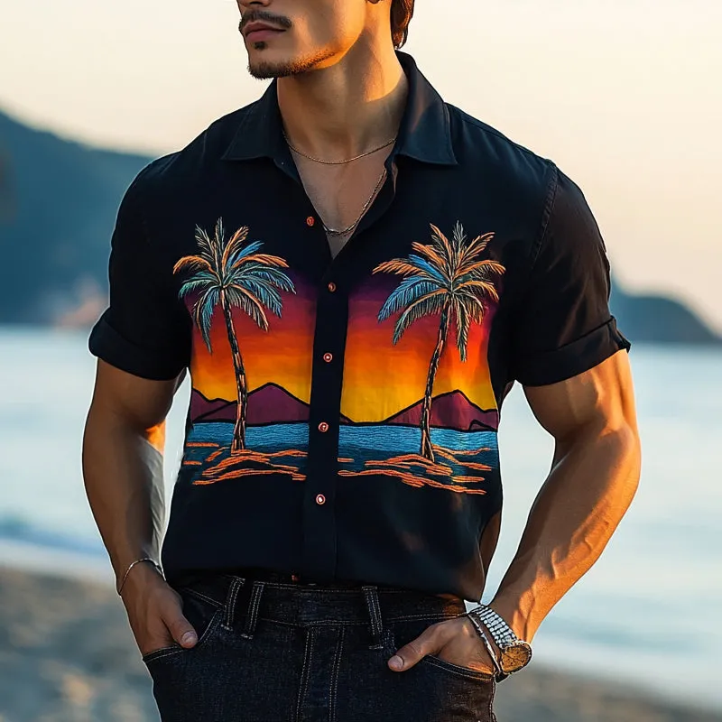 Men's Palm Seaside Print Short Sleeve Shirt MTA2289D4X sold by Manly product image thumbnail 2