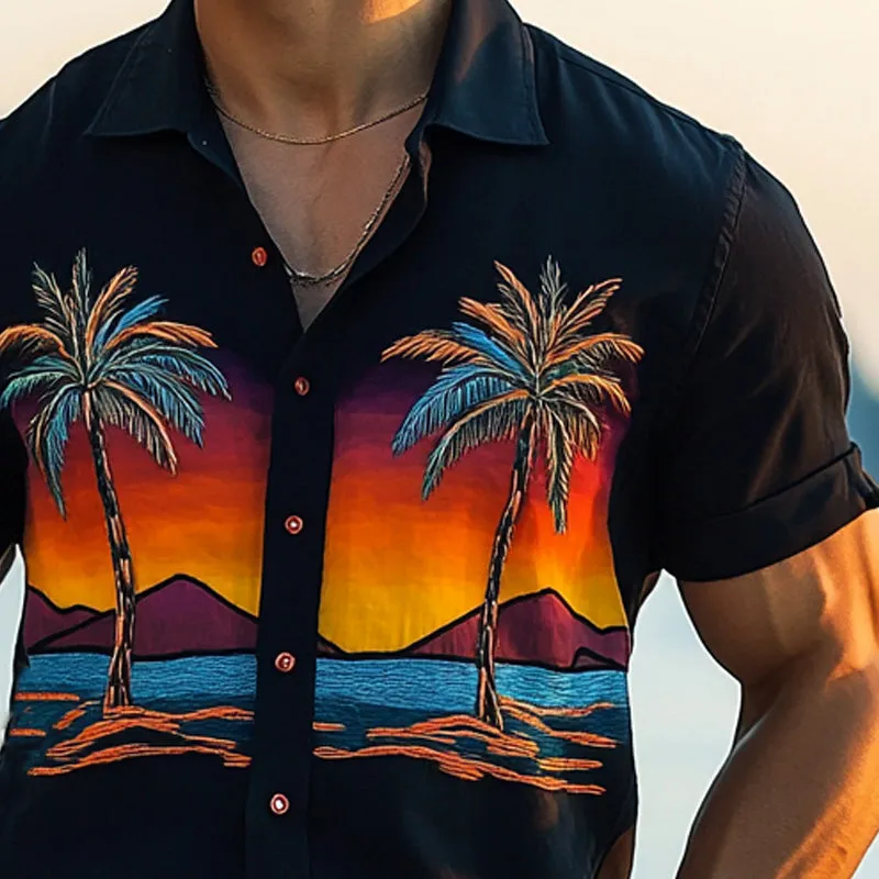 Men's Palm Seaside Print Short Sleeve Shirt MTA2289D4X sold by Manly product image thumbnail 3
