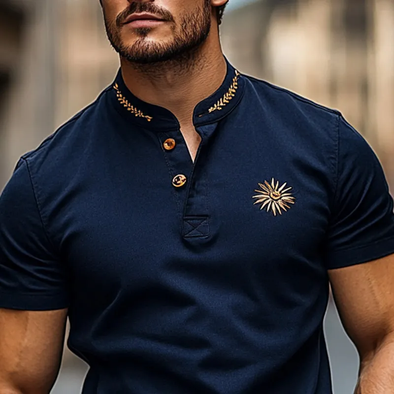 Men's Casual Printed Short Sleeve Henley Neck T-Shirt MTA2237D5X sold by Manly product image thumbnail 3