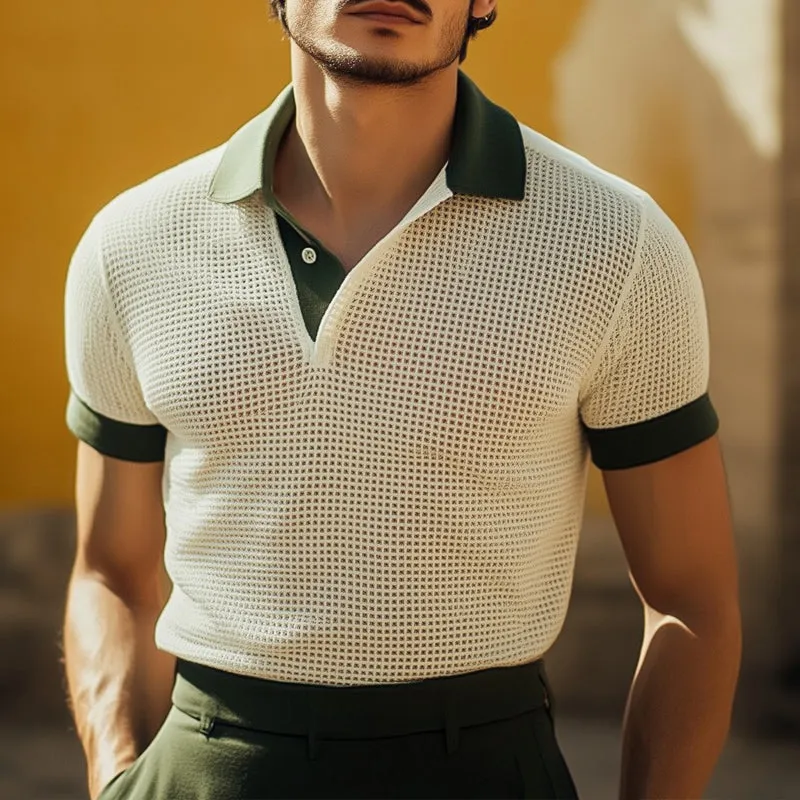 Men's Summer Colorblock POLO Collar Plaid T-shirt MTA2140D8U sold by Manly product image thumbnail 2