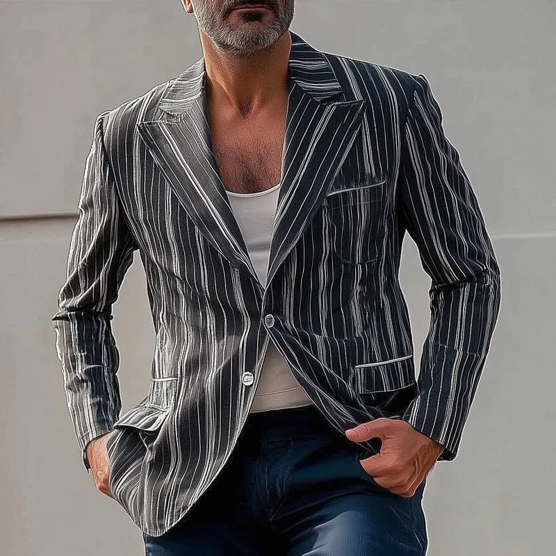 Men's Stylish Vertical Striped Two-Button Fit Blazer MTA2140D5U sold by Manly product image thumbnail 2