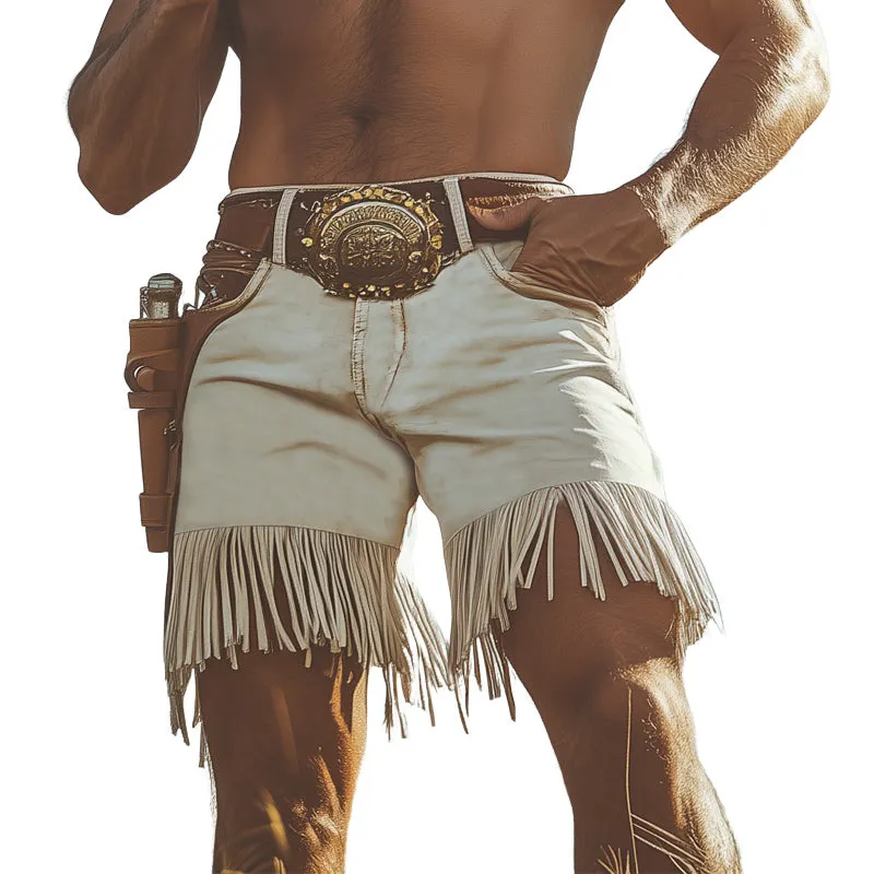 Men's Summer Western Denim Style Fringe Shorts MTA2250D8U sold by Manly