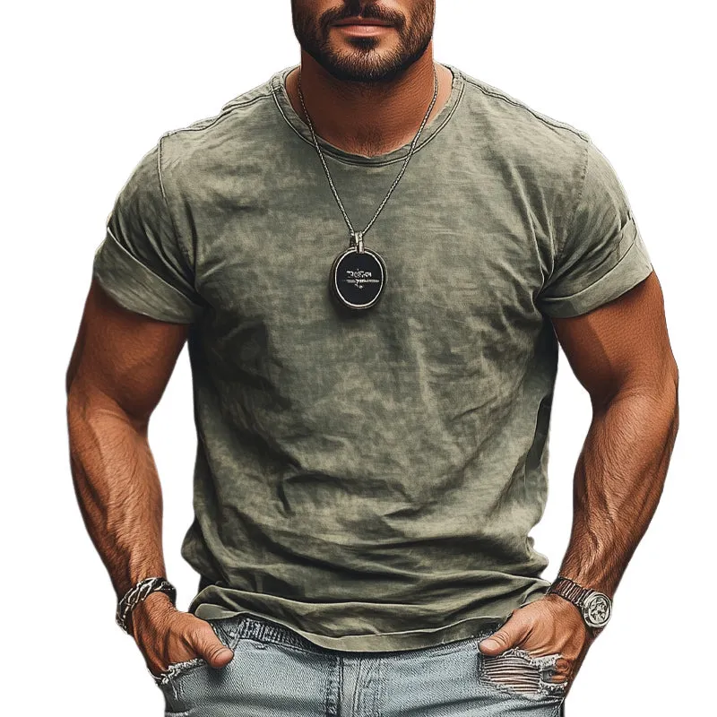 Men's casual basic round neck short-sleeved T-shirt MTA2295D3U sold by Manly