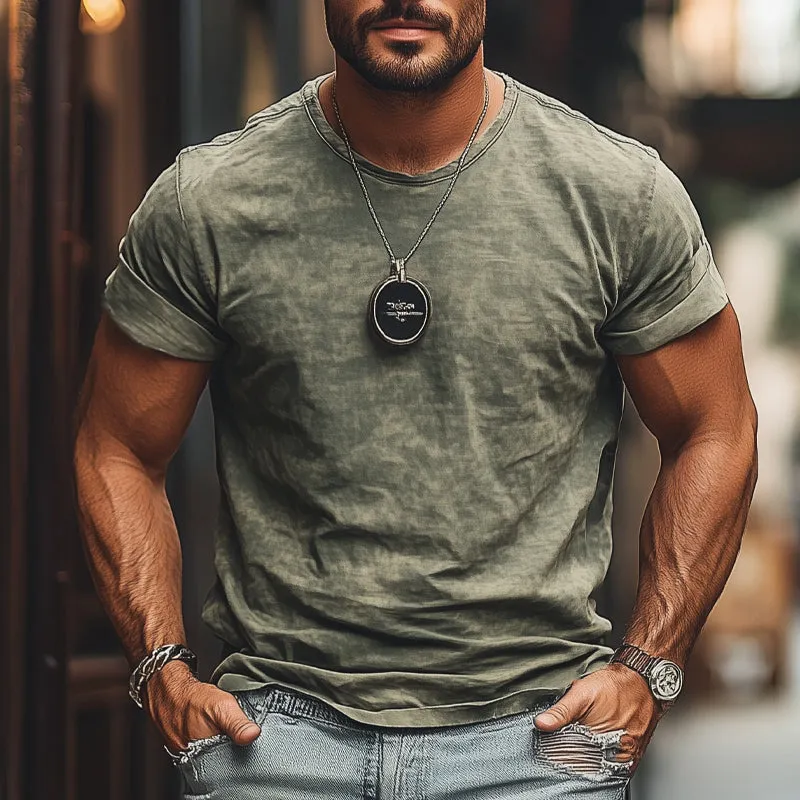 Men's casual basic round neck short-sleeved T-shirt MTA2295D3U sold by Manly product image thumbnail 2