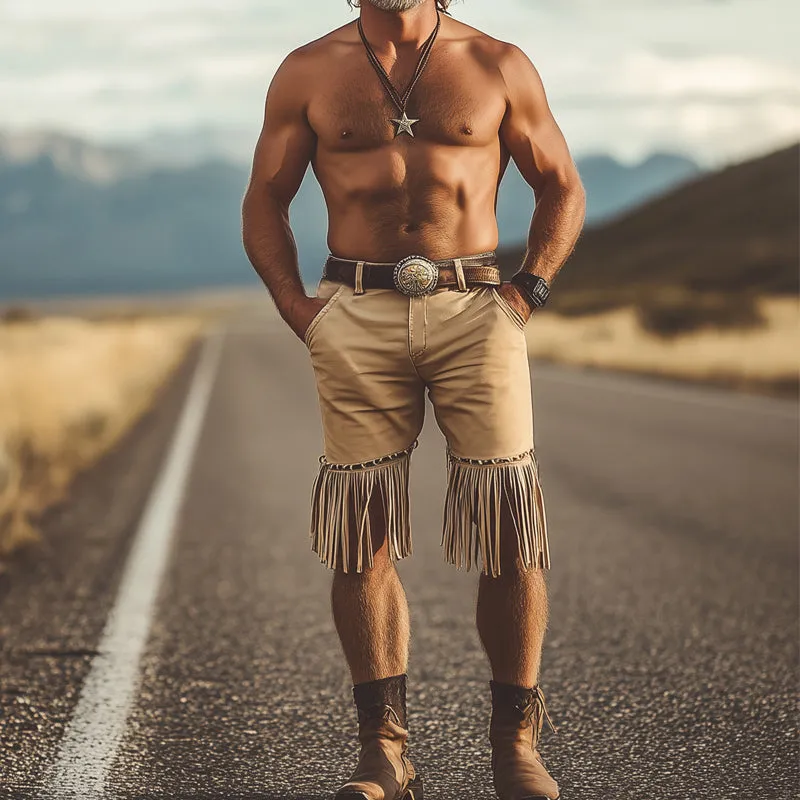 Men's Summer Western Cowboy Style Chain Tassel Shorts MTA2226D5U sold by Manly product image thumbnail 3