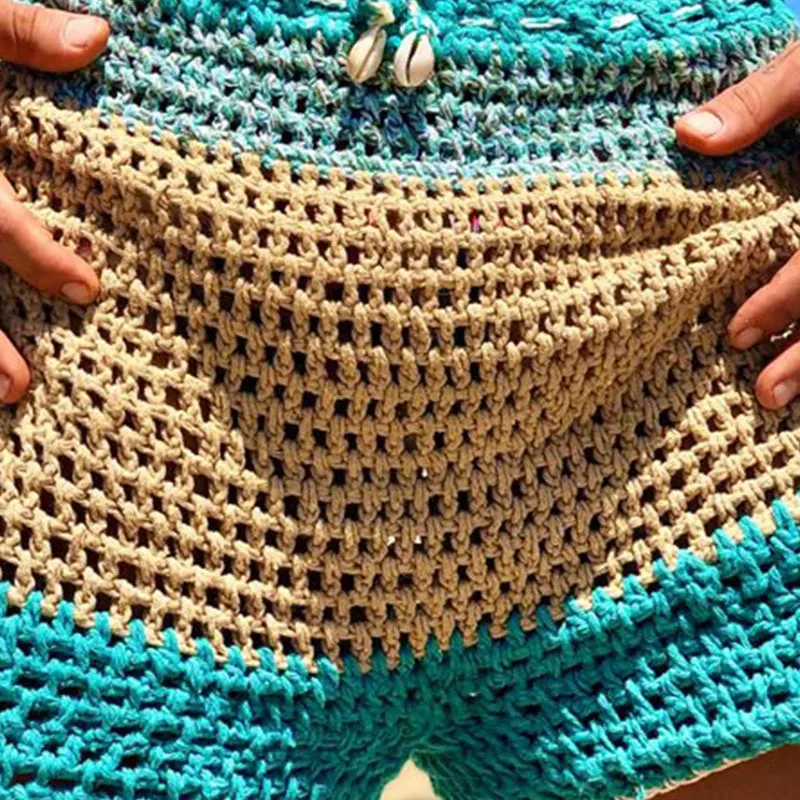 Men's Summer Hollow Breathable Contrast Color Knitted Shorts MTA2296D3P sold by Manly product image thumbnail 3