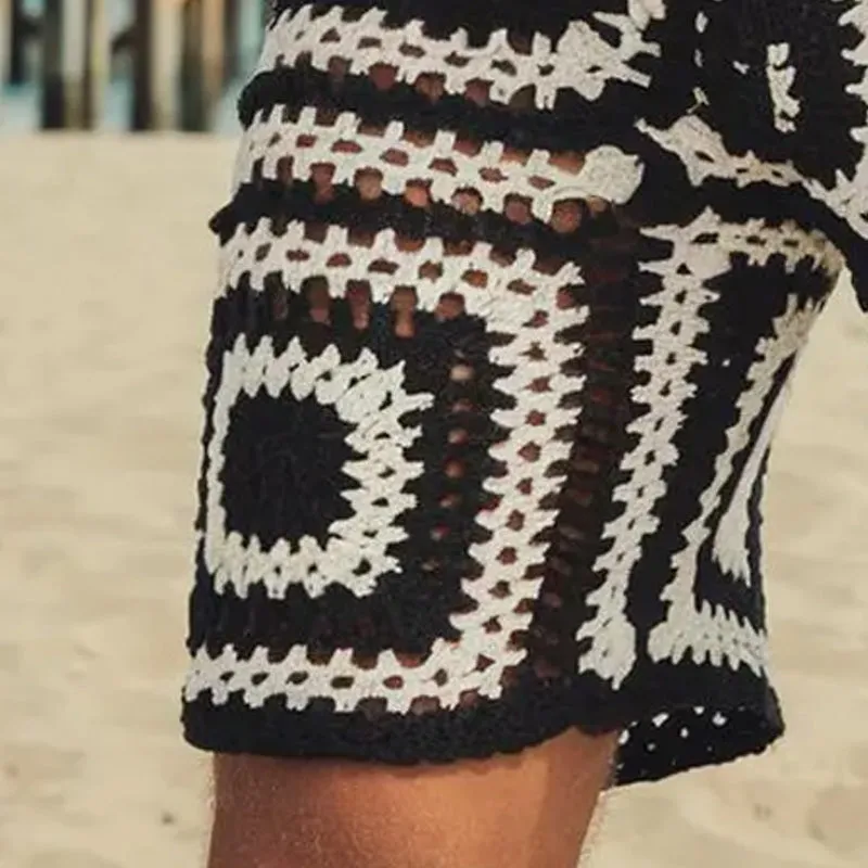 Men's Summer Geometric Pattern Hollow Breathable Comfortable Knitted Shorts MTA2245D6P sold by Manly product image thumbnail 3