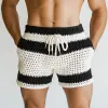 Men's Summer Striped Hollow Breathable Comfortable Knitted Shorts MTA2279D9P sold by Manly