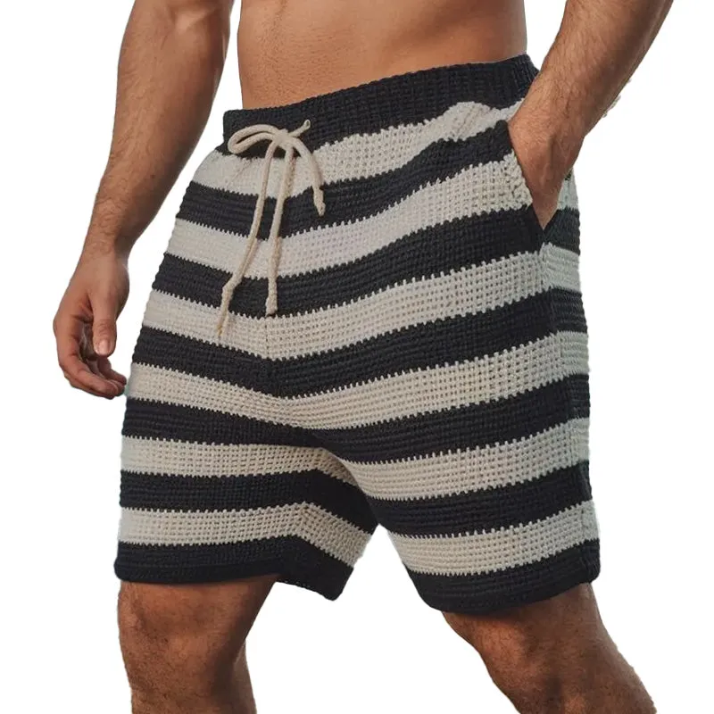Men's Summer Striped Hollow Breathable Comfortable Knitted Shorts MTA2217D0P sold by Manly