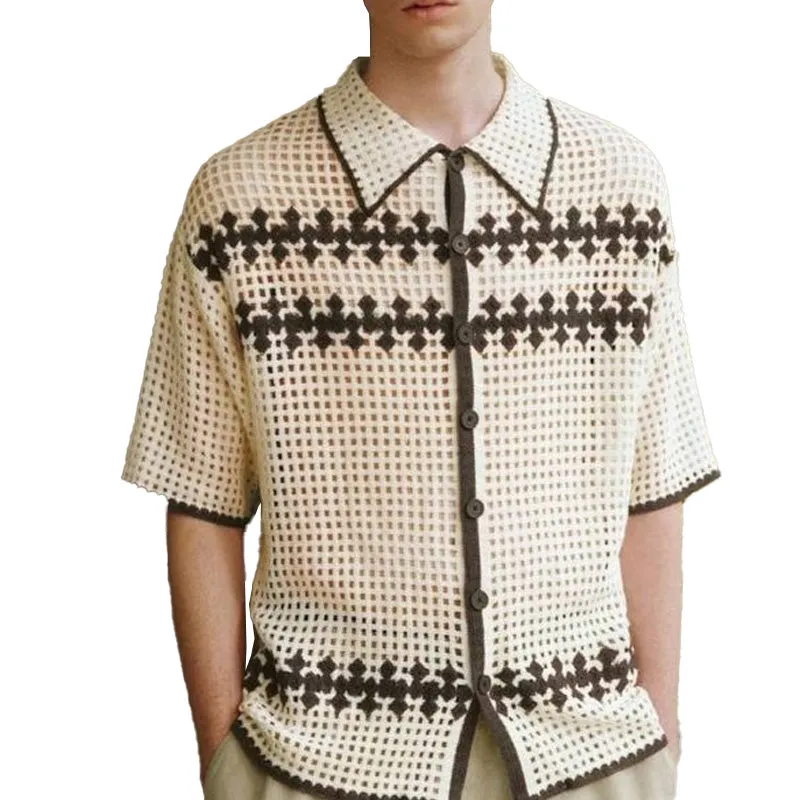 Men's Summer Striped Breathable Comfort Knitted Short Sleeve Shirt MTA2255D9P sold by Manly