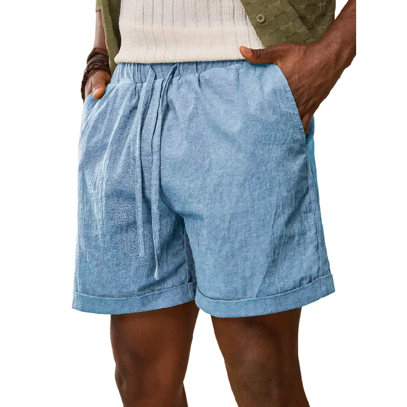 Men's Casual Cotton Blend Elastic Waist Drawstring Loose Shorts MTA1729D3M sold by Manly