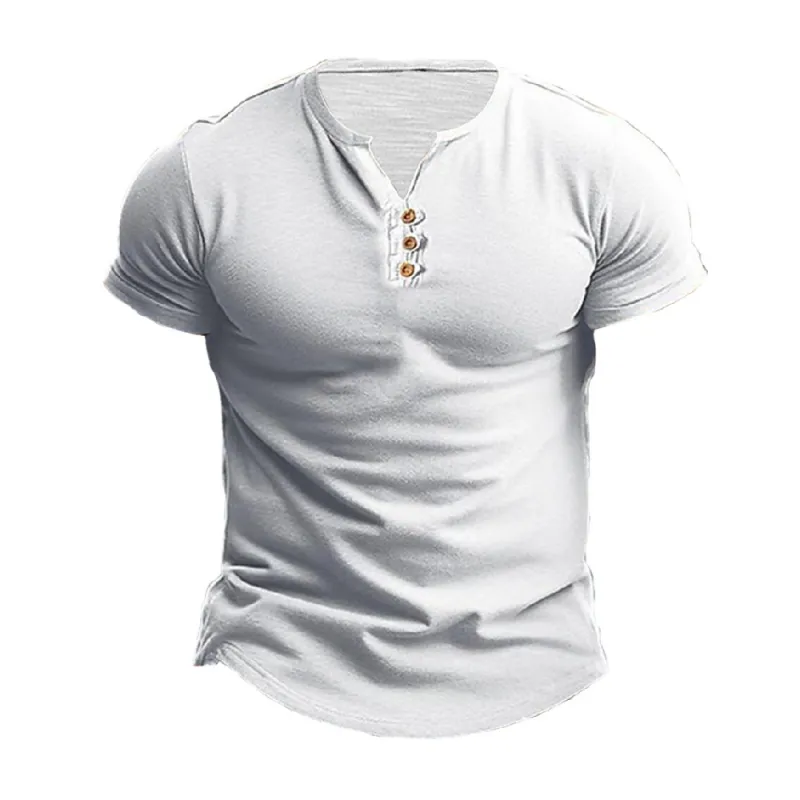 Men's Casual Cotton Henley Neck Slim Fit Short Sleeve T-Shirt MTA3153C1M sold by Manly product image thumbnail 3